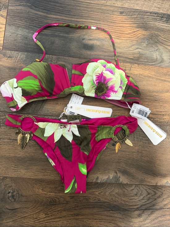 Miss Bikini, Italy Other - Miss Bikini Fuchsia Floral Bandeau Bikini Set